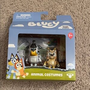 NIB- Bluey Animal Costumes 2 Pack Set Bluey Zebra Bingo Cheetah Figures 2024